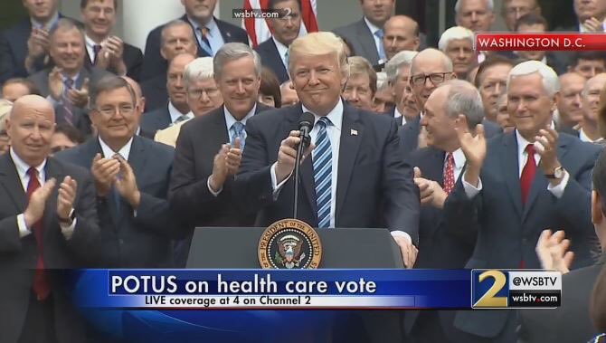 Phil_Lewis_'s tweet photo. A bunch of rich White guys patting themselves on the back for taking away health care from poor people. 

America, summed up in one photo. https://t.co/3Ru2IkLaFn