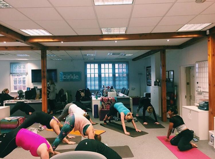 gem_humphreys's tweet photo. "...Aaaanndd downward dog" ✨ got our zen on at @cirklepr HQ today with a #wellbeingintheround day 💁🏽 #yoga #mindfullness https://t.co/YORhC6v4j9