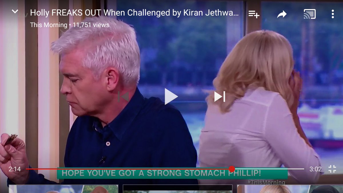 MarkRJones1970's tweet image. Skip to 2:10 and watch Holly Willoughby dry retching twice. Hilarious #thismorning #retch #insects youtu.be/CuVdd2iPTVM