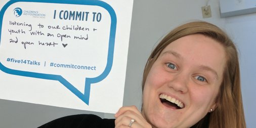 CAFDN's tweet image. "Listening to our children &amp;amp; youth with an open mind &amp;amp; open heart." What will you commit to? #five14Talks #commitconnect
