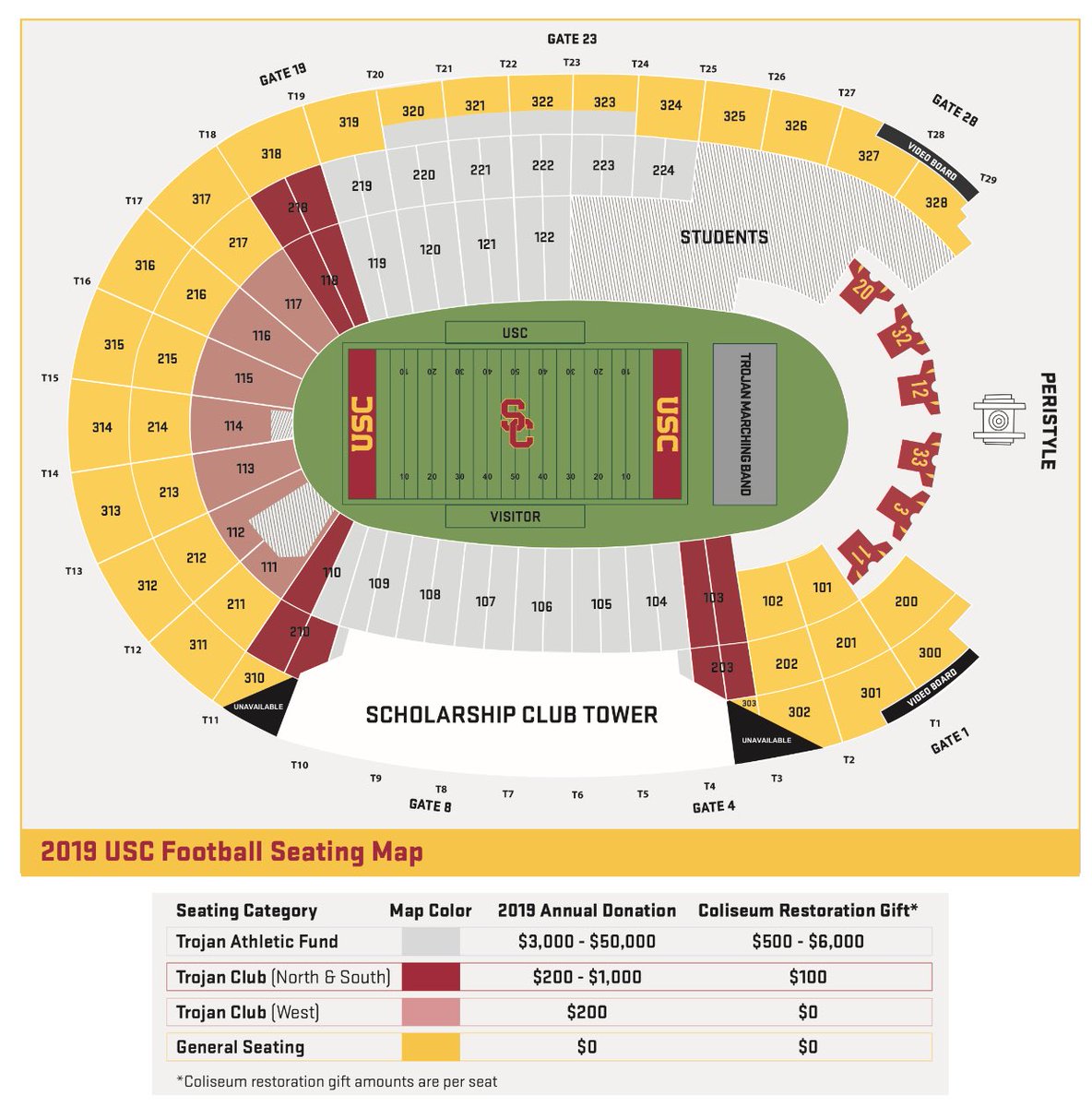 Los Angeles Coliseum Usc Seating Chart