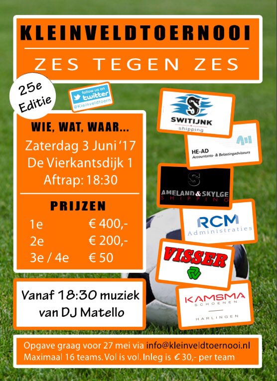 Kleinveldtoern's tweet photo. Zaterdag 3 juni aanstaande het @Kleinveldtoern  bij @fcHarlingen . Opgave via de mail https://t.co/VQMD0M7AlL