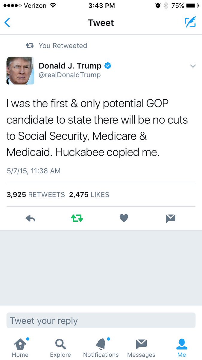 Lyin' Don promised not to cut Medicare and Medicaid yet now he's bragging about doing exactly that. SAD! <a href="/realDonaldTrump/">Donald J. Trump</a>