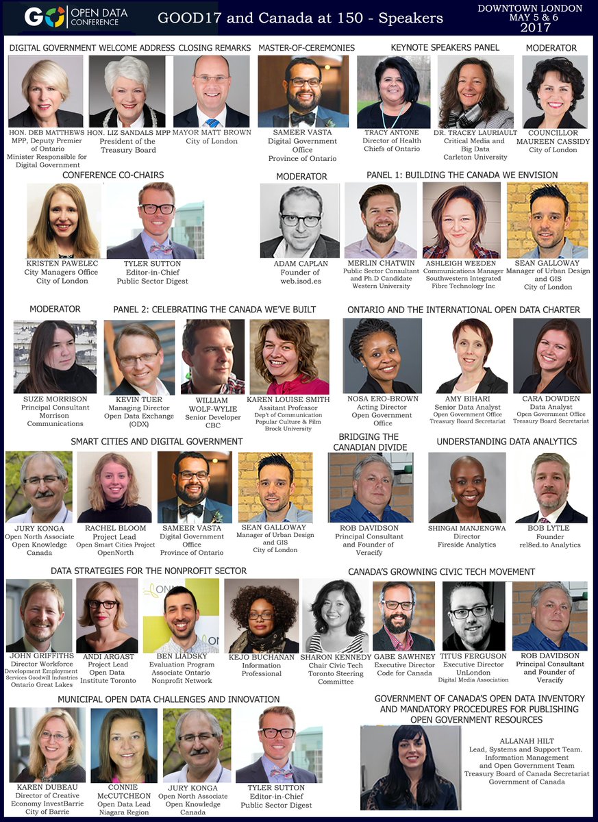 go_opendata's tweet photo. Here's the full line-up: All 36 Speakers for #GOOD17 incl @CityofLdnOnt @PSDintelligence @vasta @Deb_Matthews @ggg @code4ca @jkonga @ktuer https://t.co/FBS5mcQjqw