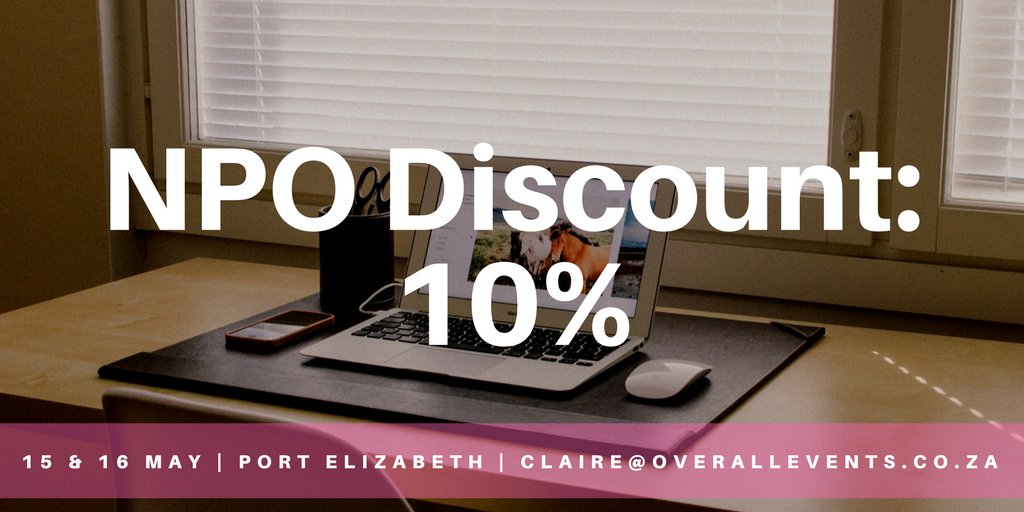 sabizchat's tweet photo. NPOs receive a 10% Discount when booking for the upcoming Overall Events 2 Day Blogging Workshop in Port Elizabeth: https://t.co/dwEgw72bBN https://t.co/VrmuNH5iDC
