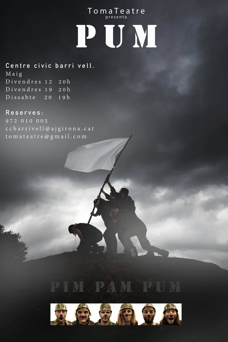 Tomateatre's tweet photo. Ja falta poquet per l'estrena del "PUM" . Save de date.
(3 úniques dates)
Divendres 12 i 19 de Maig a les 20h
Dissabte 20 de Maig a les 19h https://t.co/STkjllhPZf