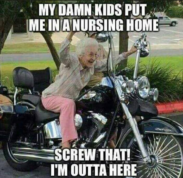 sonsofarthritis's tweet photo. Nursing home? I don't think so! Go granny, go! #grannyriding #catchmeifyoucan https://t.co/a8pM6fWLl6