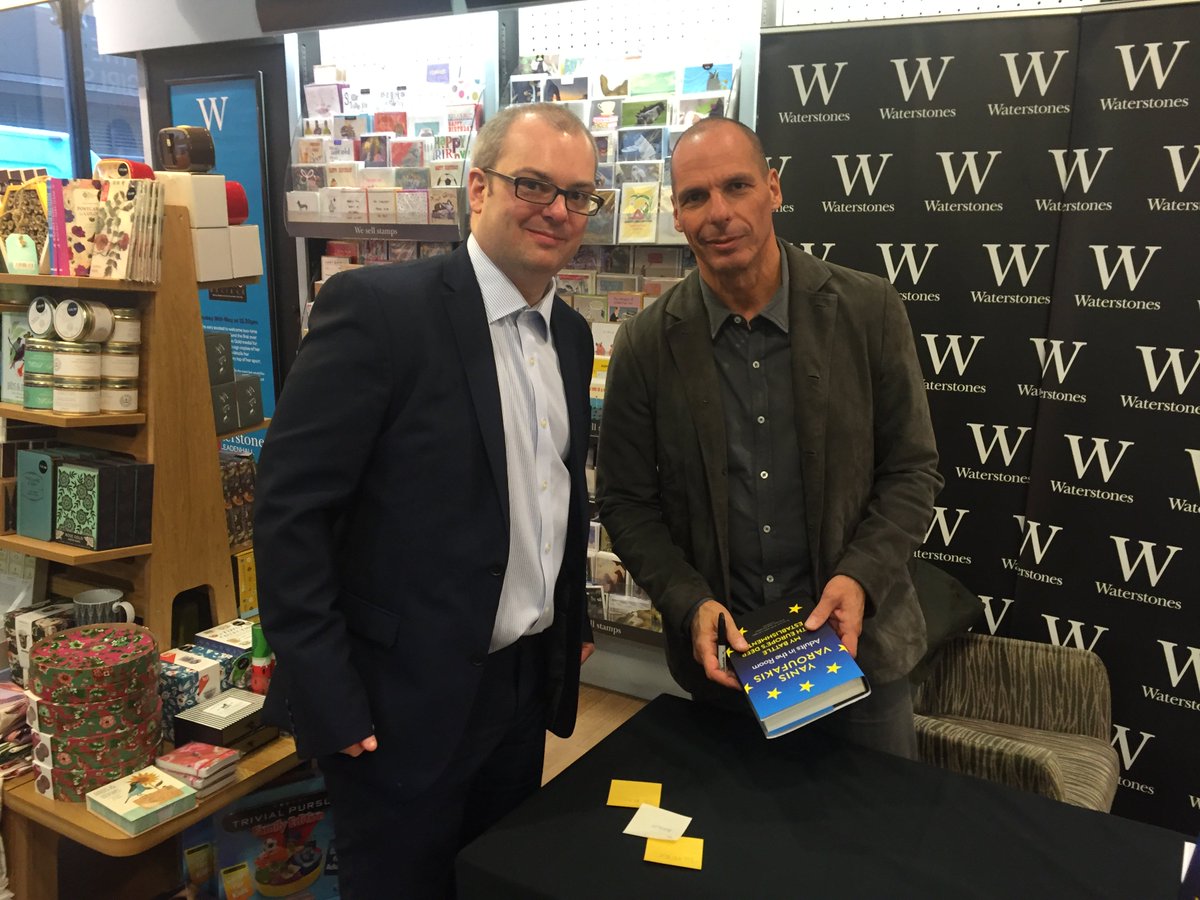GusMack4's tweet photo. Great to meet @yanisvaroufakis today - looking forward to reading the book #Varoufakis https://t.co/qZEN0pPpTY