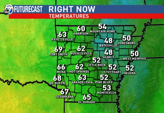 KATVBarry's tweet photo. With sun comes heat. Look @ W AR! Near 70 in spots. https://t.co/3y3ax6r26A