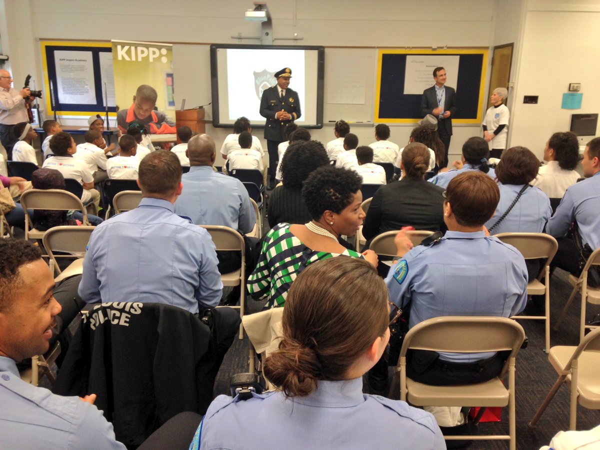 Today KIPP Inspire Academy fifth graders get to meet their police officer pen pal, who they exchanged letters with through Blue Pal program.