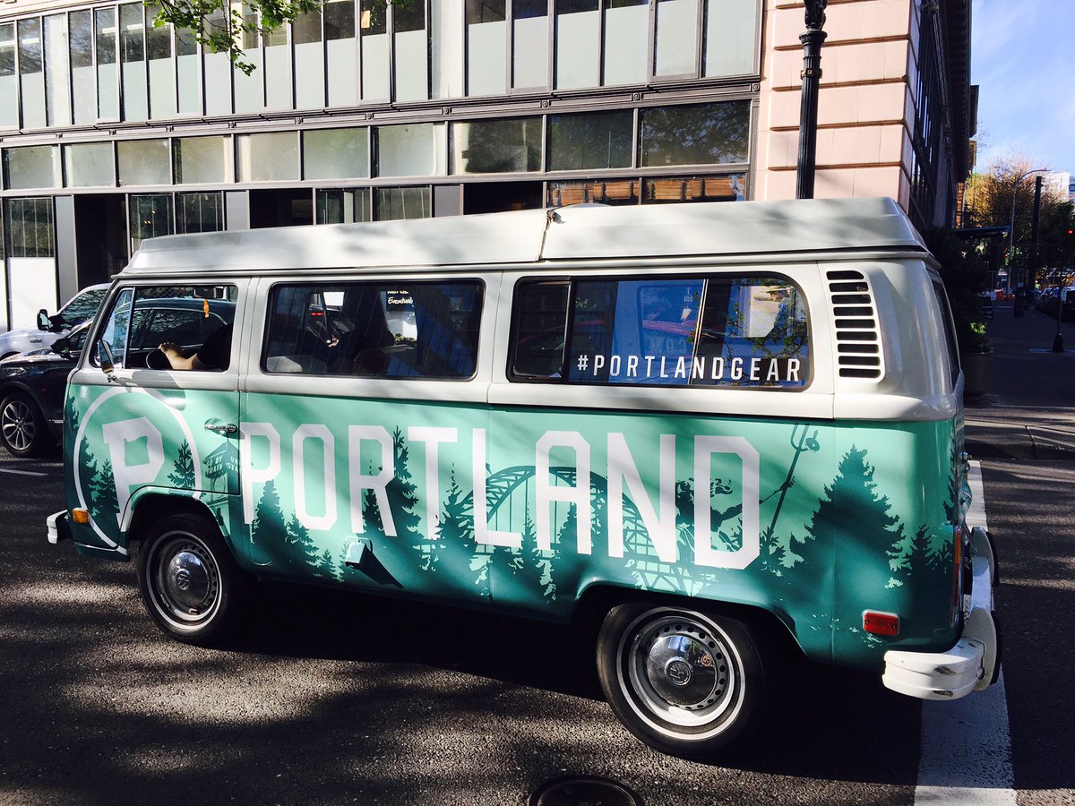 WildPacificPR's tweet photo. Early dentist appt: no fun. But . . . spotting local @portlandgear #VW cruising SW Alder St. made us smile. ☀️#kombi #PDX #AsLocalAsPossible https://t.co/A0JfvUkmMW