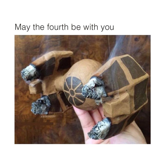 You can only like this today 👀🍁💨 #MayTheFourthBeWithYou #may4th #StarWarsDay #tiefighter #weed #cannabis<a href="/tag/maythefourthbewithyou"class="tags">#MayTheFourthBeWithYou</a><a href="/tag/blunt"class="tags"><span>#blunt</span></a><a href="/tag/cannabis"class="tags"><span>#cannabis</span></a><a href="/tag/weed"class="tags"><span>#weed</span></a><a href="/tag/maryjane"class="tags"><span>#maryjane</span></a><a href="/tag/marijuana"class="tags"><span>#marijuana</span></a><a href="/tag/starwarsday"class="tags"><span>#starwarsday</span></a>