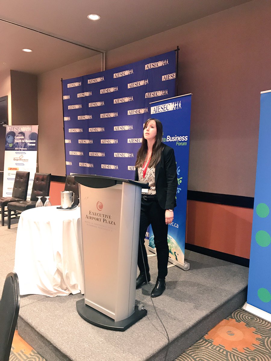 AIESECcanada's tweet photo. A keynote on accounting & climate change by Sarah Keyes from @CPAcanada! Thank you for joining us and providing us with your insight #CANY2B https://t.co/QlrAy9OCoN