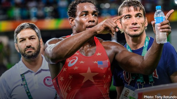 FloWrestling's tweet photo. J'Den says: "See you in Lincoln." The Olympic bronze medalist is wrestling at the trials. https://t.co/5BaA2JccRJ https://t.co/5PhRF82cy7