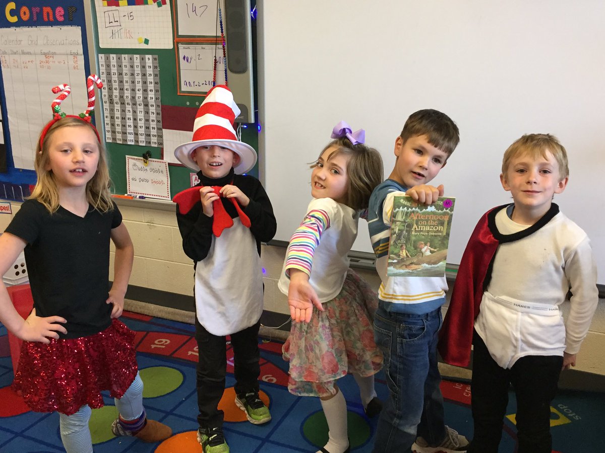 205MissHansen's tweet photo. Katie Candy Cane, Cat in the hat, Junie B Jones, Jack from Magic Treehouse, and Captain Underpants! #BFReadingFair https://t.co/jWQbn0EqaQ