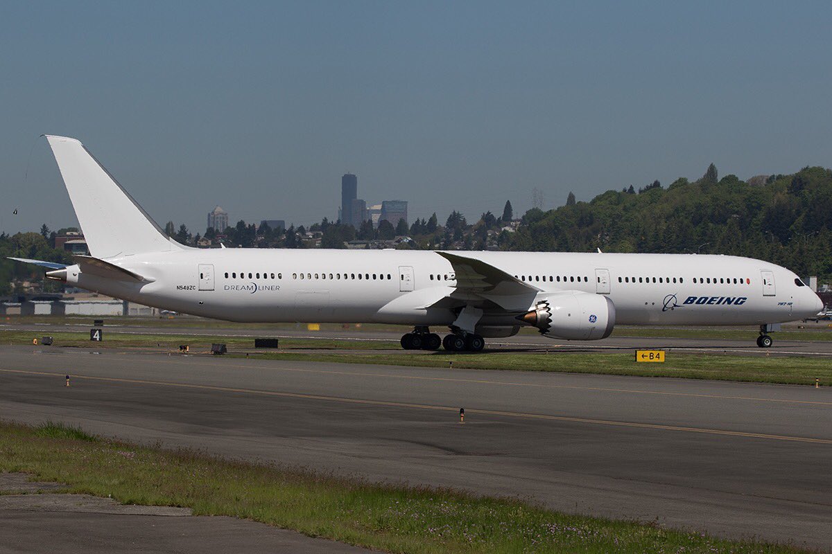 TheAirchive's tweet photo. The second @BoeingAirplanes 787-10, powered by @GEAviation, has arrived in #Seattle to begin flight testing. #787FT https://t.co/a1LUtKTJnL