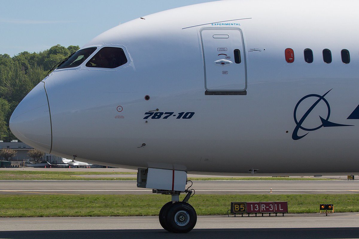 TheAirchive's tweet photo. The second @BoeingAirplanes 787-10, powered by @GEAviation, has arrived in #Seattle to begin flight testing. #787FT https://t.co/a1LUtKTJnL