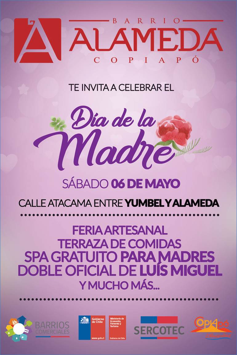 SernaturAtacama's tweet photo. Spa, Feria Artesanal y Música para celebrar el #DiaDeLaMadre es la invitación del #BarrioAlameda junto a @SercotecAtacama en #Copiapo https://t.co/Trlf8flWLO