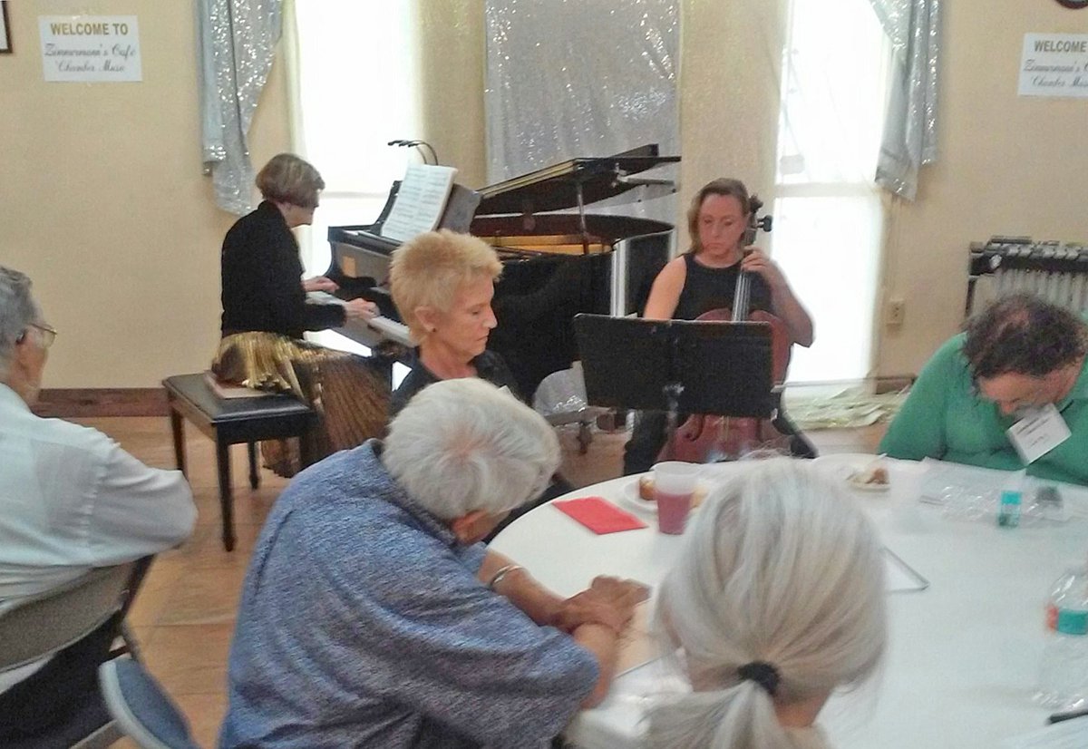 ZsCafe_ChbrMus's tweet photo. Cellist Susan Moyer Bergeron and pianist Carolyn Morgan presented Donald Waxman's 'Scherzi Musicale #3' https://t.co/Du6CwzPv1c