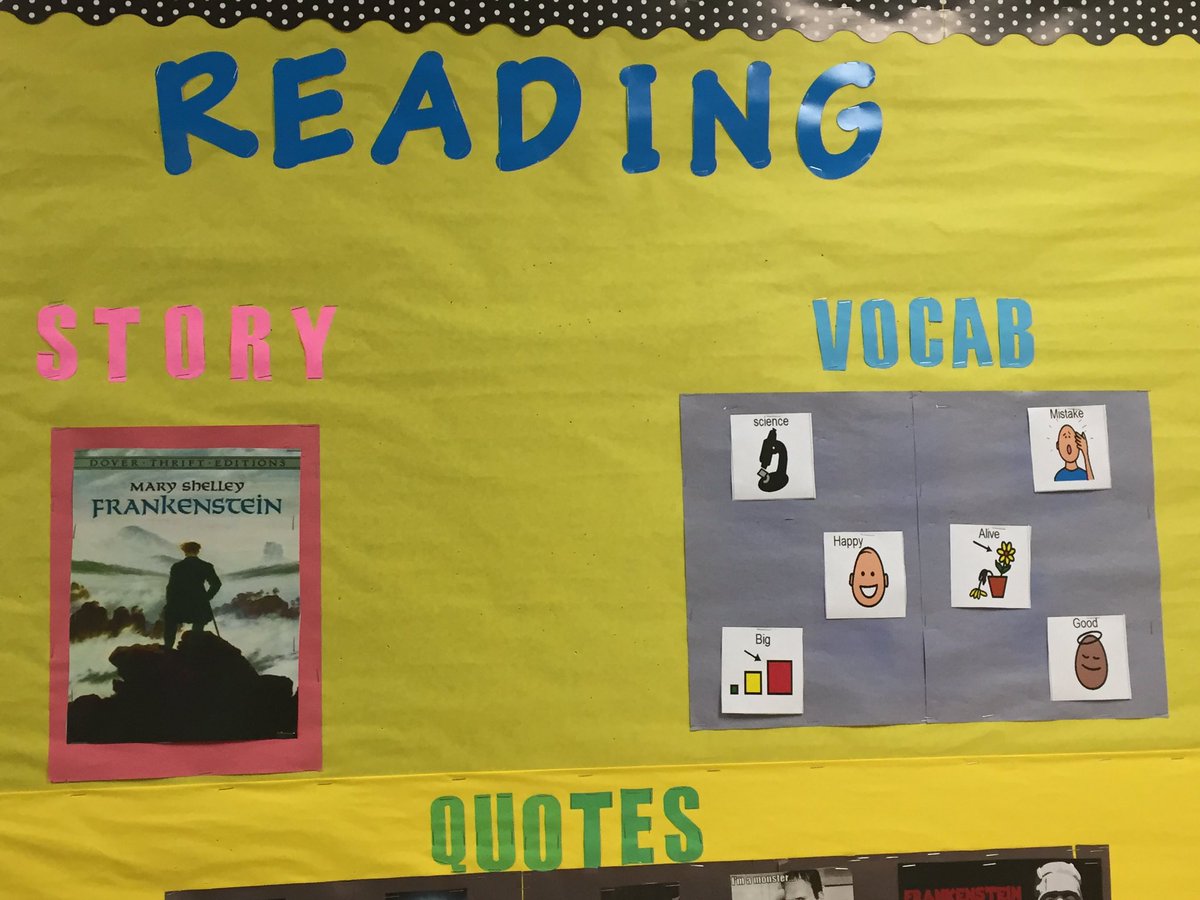 Santoro_SpEd's tweet photo. Kind of sad, but we've reached our final class units for Reading and Math this year... Happy May! #equalsmath #frankenstein #ourndsec https://t.co/CdhL1eNbjY
