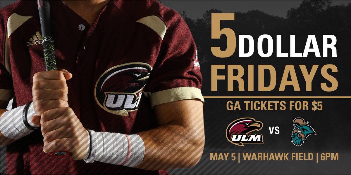 ULM_Tix's tweet photo. Get your @ULM_BSB tickets here! #FiveDollarFriday #BeatCCU 
https://t.co/SHZOt44Qqi https://t.co/puDjnuwJLA