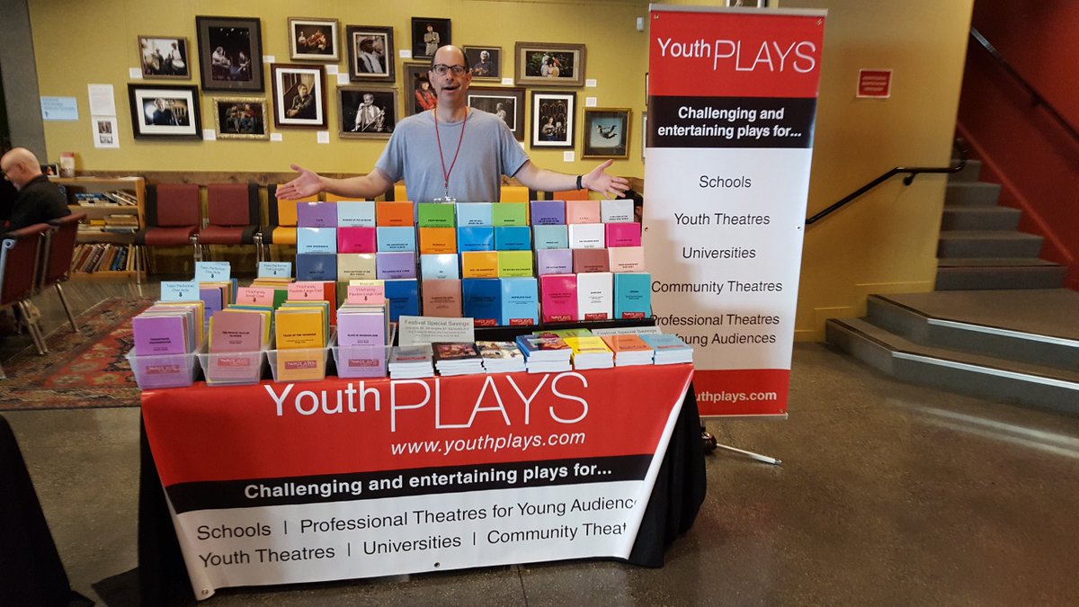 youthplays's tweet photo. Come visit our table (and say hi to @jonplaywright) at @OneTheatreWorld in Berkeley! We've got lots of great #TYA plays with us! #theatre https://t.co/I7qppMz0zp