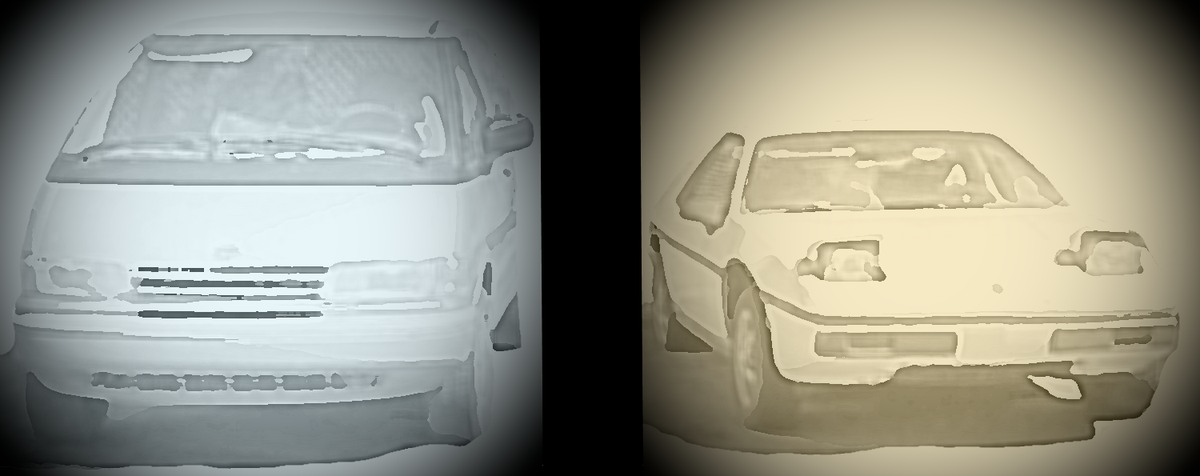 Previa on the left, Fiero on the Right.