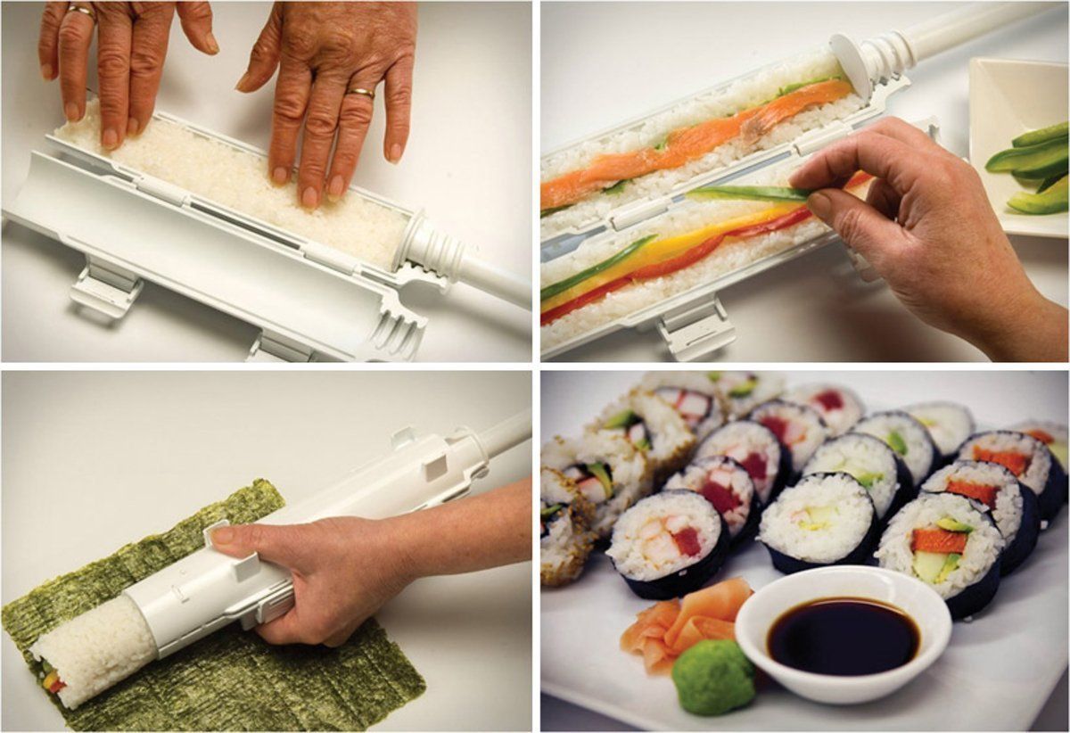 UberFacts's tweet photo. The Sushi Bazooka Gun allows you to pack a tube with your favorite sushi ingredients and squeeze out a complete sushi roll. https://t.co/i1NFQ24bbc