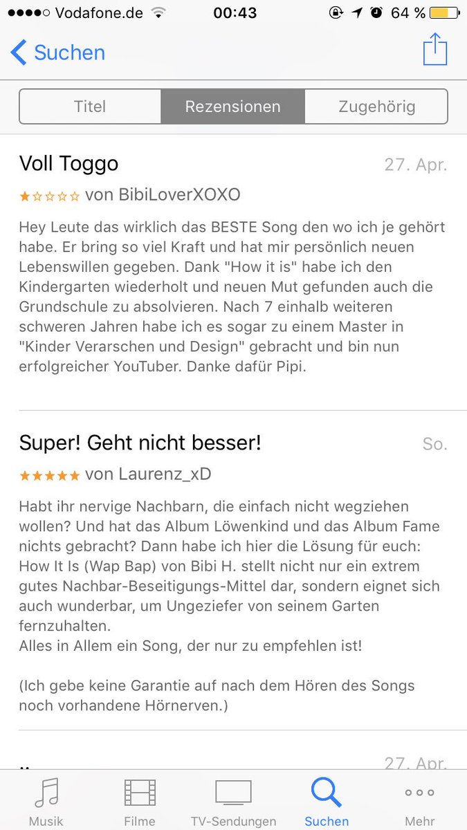 lforleon_'s tweet photo. Am besten sind echt die Rezensionen bei iTunes. #BibiMachtMusik #bibissong https://t.co/Wwz8JDC3KR