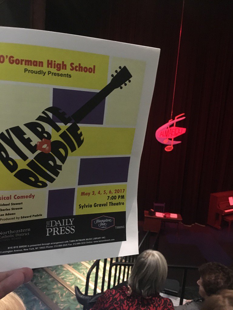HamptonTimmins's tweet photo. We're proud to sponsor the ByeBye Birdie musical at O'Gorman High this week. https://t.co/c2Vrbvv6sZ