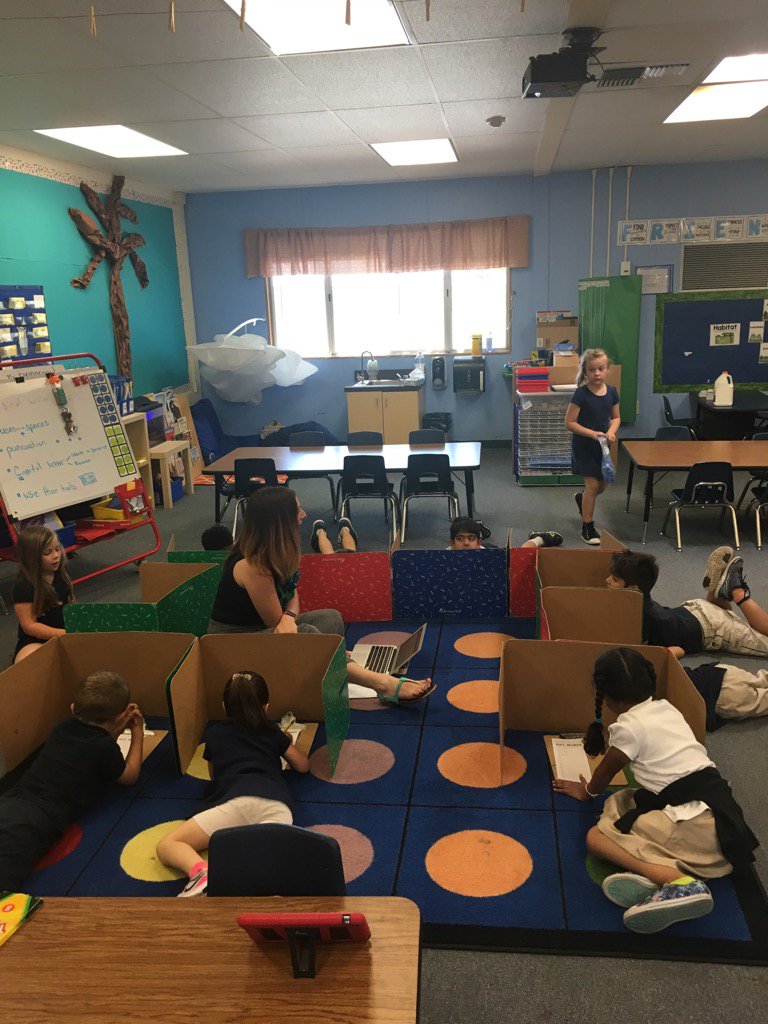 PatelLuvKinders's tweet image. Perseverance meets flexible seating! Kindergarten students taking their spelling test! #wcsperseverance