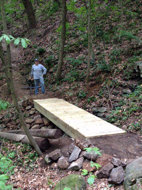 Big thanks to Mark Guzzi and the Richmond Road Runners for purchasing the materials and helping install new bridge on Buttermilk Heights.