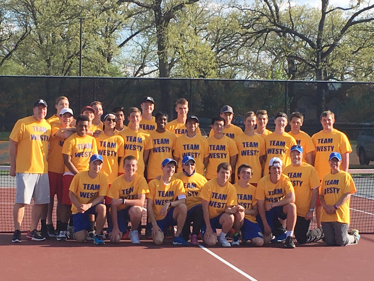 WahlertTennis's tweet photo. Linn Mar Tennis Team presented "Team Westy " shirts to Wahlert Tram prior to meet today. Classiest move ever. @WCHS_Gleaner @linnmartennis https://t.co/4Zij8ByaI7