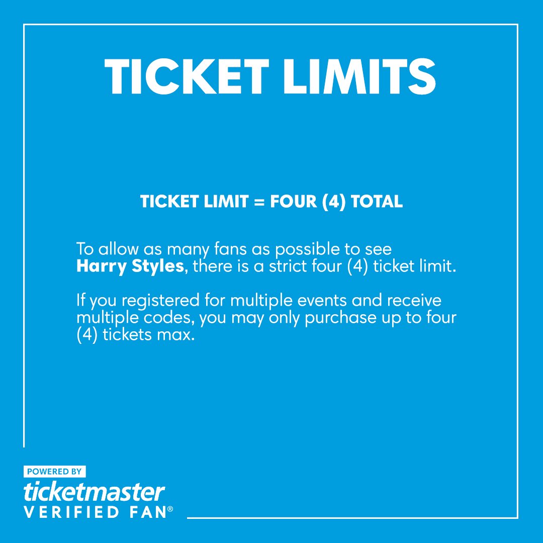Ticketmaster's tweet photo. We 💙 the enthusiasm of @Harry_Styles' fans! 🎉
Your unique #VerifiedFan codes are coming in the AM.📲
Tomorrow's a BIG day. TRY to get some 💤! https://t.co/7CtmX0GV3M