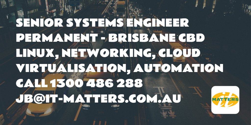 ITMattersJobs's tweet photo. #itjobs #brisbane #iaas #infrastructure #engineer #linux #networking #automation #itmatters https://t.co/RbJoYfnh5p