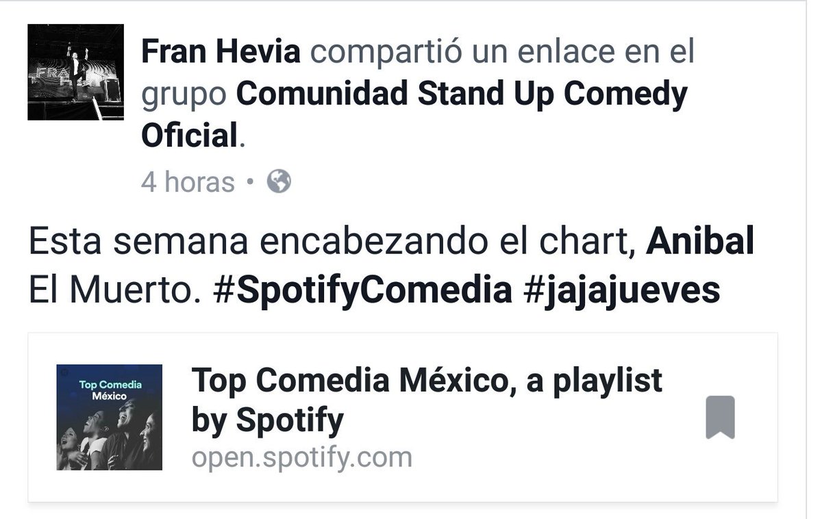 anibalelmuerto's tweet photo. Gracias a la banda que ha entrado a @SpotifyMexico para pasarla chido.
#spotifycomedia https://t.co/bDjlBlXyDw