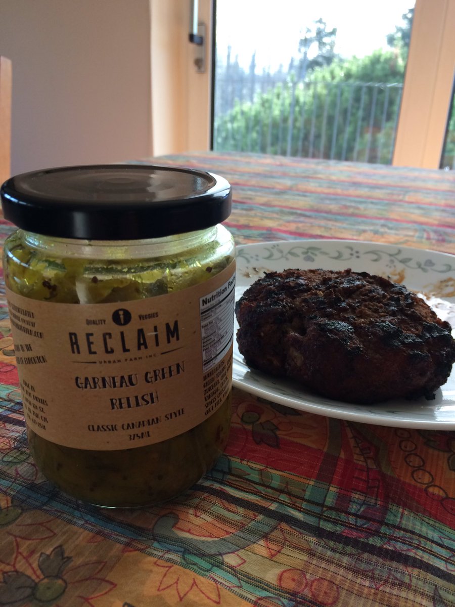 Delicious chef Henry burgers with relish from <a href="/reclaimfarm/">Reclaim Organics</a>!