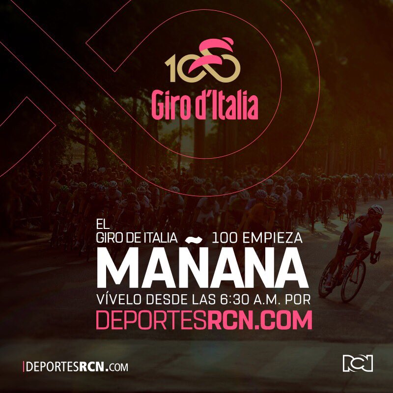 Contando las horas para #Giro100xRCN 6:30am deportesrcn.com y HD2 y 8:30am <a href="/CanalRCN/">Canal RCN</a> con <a href="/guzmancj50/">Carlos Julio Guzmán Piñeros</a> <a href="/LUCHOTEESCUCHO/">LUCHO ESCOBAR</a> y <a href="/hpalau/">Hector Palau Saldarriaga</a>