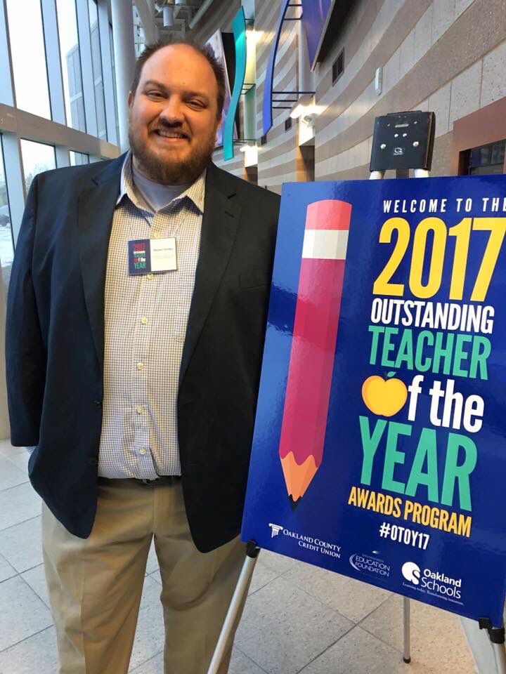 SSmitka's tweet photo. Tonight I was nominated for Oakland County Outstanding Teacher of the Year. Thanks to those who nominated me! #OTOY17 #WSDiee #CaptainPride https://t.co/1JrrlLZzag