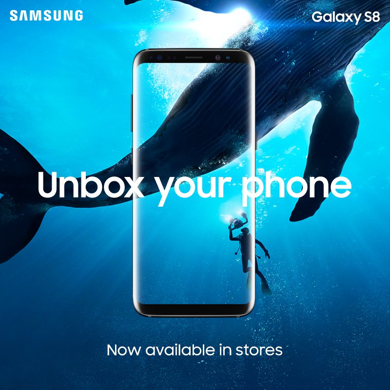 SamsungIndia's tweet photo. The wait is over. Samsung #GalaxyS8 is now in stores. Buy now and #UnboxYourPhone! https://t.co/s8Ci1gU7EY https://t.co/5n5G8Teoqe