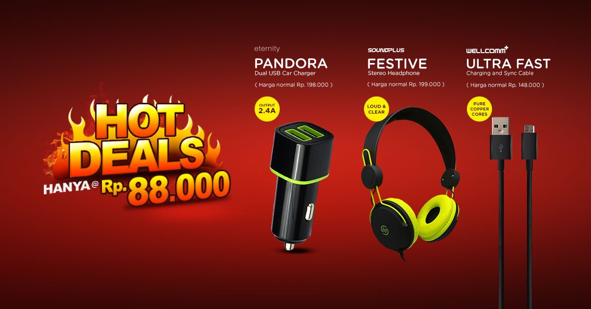 Cuma Rp88.000 kamu bs bawa pulang barang pilihan berkualitas &amp; bergaransi! Klik bit.ly/HOTDEALS88 atau kunjungi Wellcomm Shop terdekat