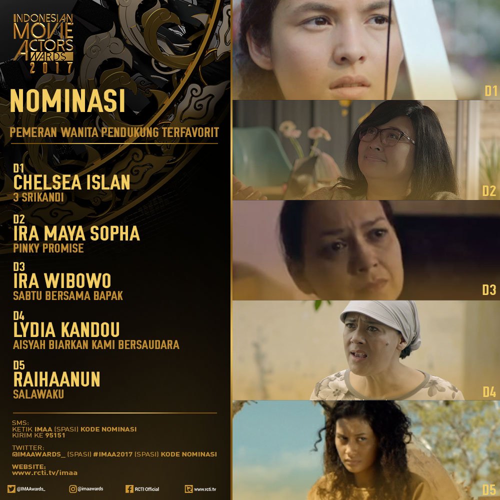 Inilah Nominee <a href="/IMAAwards_/">IMA Awards 2017</a> utk kategori "Pemeran Pria/Wanita Pendukung Terfavorit" #VoteIMAA2017