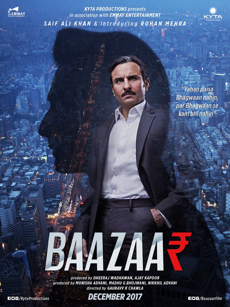 mansi65's tweet photo. Omg first look of Baazaar Poster is out
&amp; Saif's  intense look is killing #Baazaar
can't wait to watch https://t.co/XSKqlvaxf9