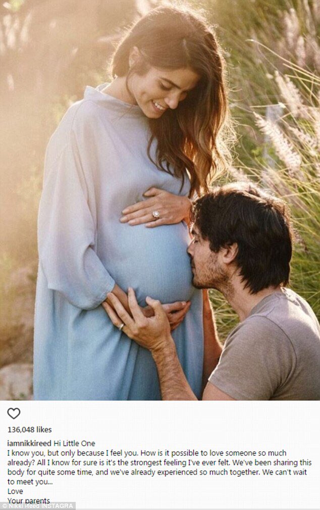 Congrats to #nikkireed &amp; #IanSomerhalder who've announced they're expecting their first child👶🏻 #baby