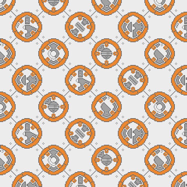PolychromeZebra's tweet photo. #Repost for #StarWarsDay - The #BB8 pattern that I created last year #maythe4th #maythe4thbewithyou #pixel #pixelart #pattern #pixelpattern https://t.co/F9tloIjbGU