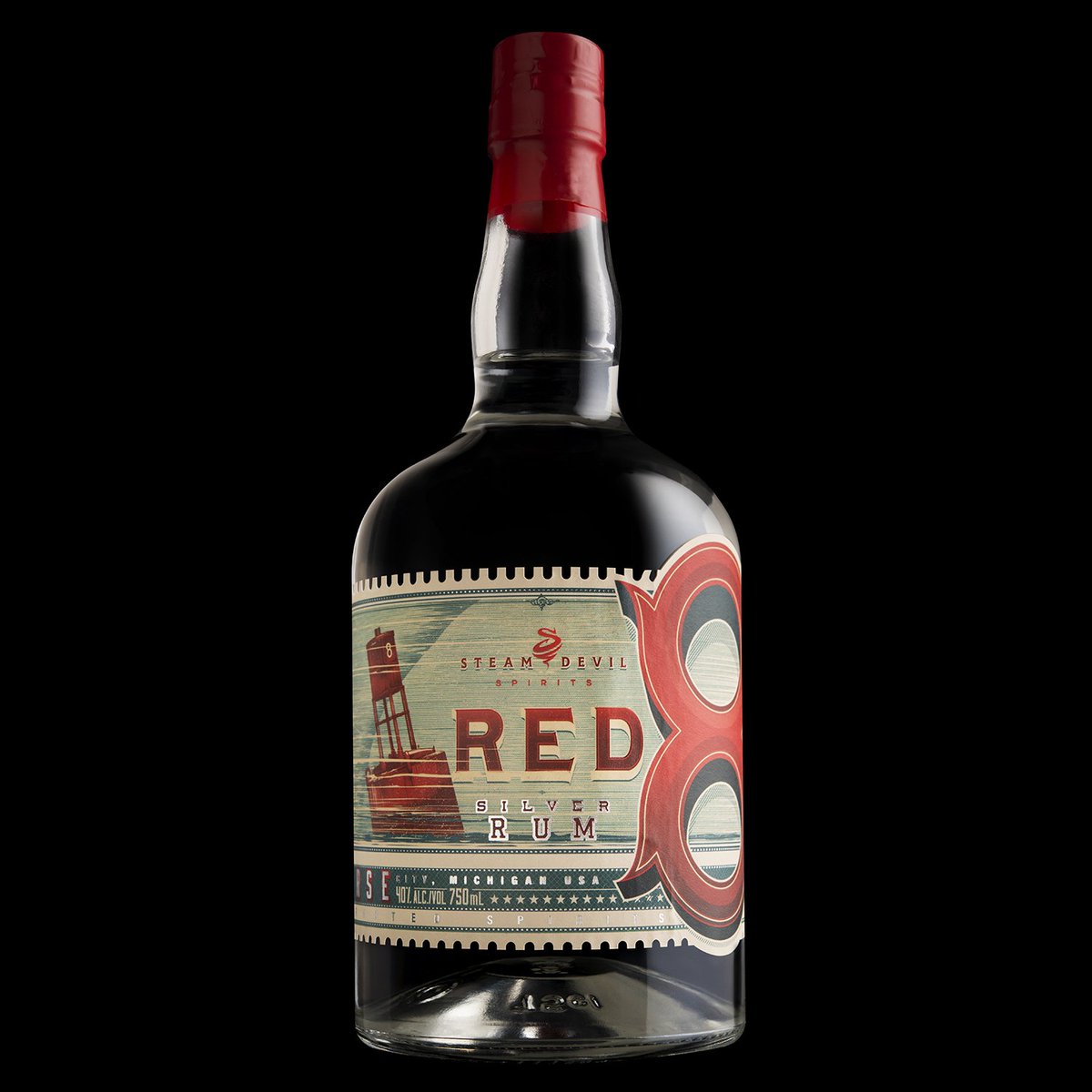 HiredGuns's tweet photo. New work: Red 8 Rum, for @steamdevilmi, a distillery on the shores of #LakeMichigan. More info: https://t.co/jCR1y46Sxl #craftrum #rumlabel https://t.co/SUJd8WUTAq