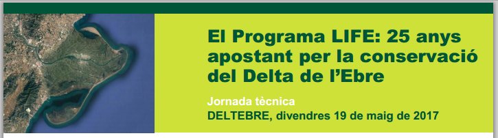 transicioeco's tweet image. Jornada &quot;El #LIFE_Programme: 25 anys apostant per la conservació del Delta de l&apos;Ebre&quot;, 19/05 al ##pndeltaebre bit.ly/2qL2La6