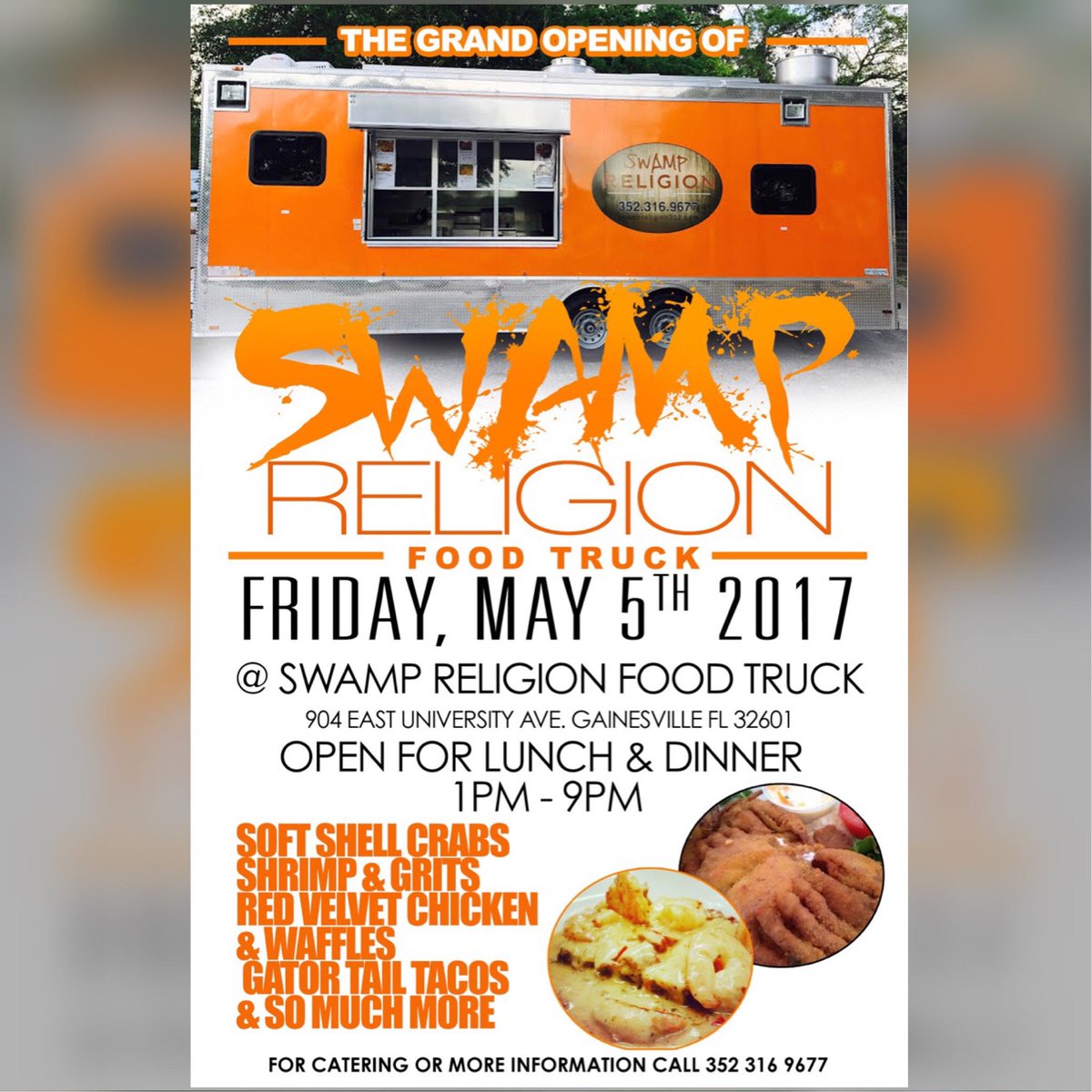 ATForNOTHING's tweet image. 2day 🗣THE GRAND OPENING 🐸🐊of @swampreligionfoodtruck at 904 East University Gainesville, Fl