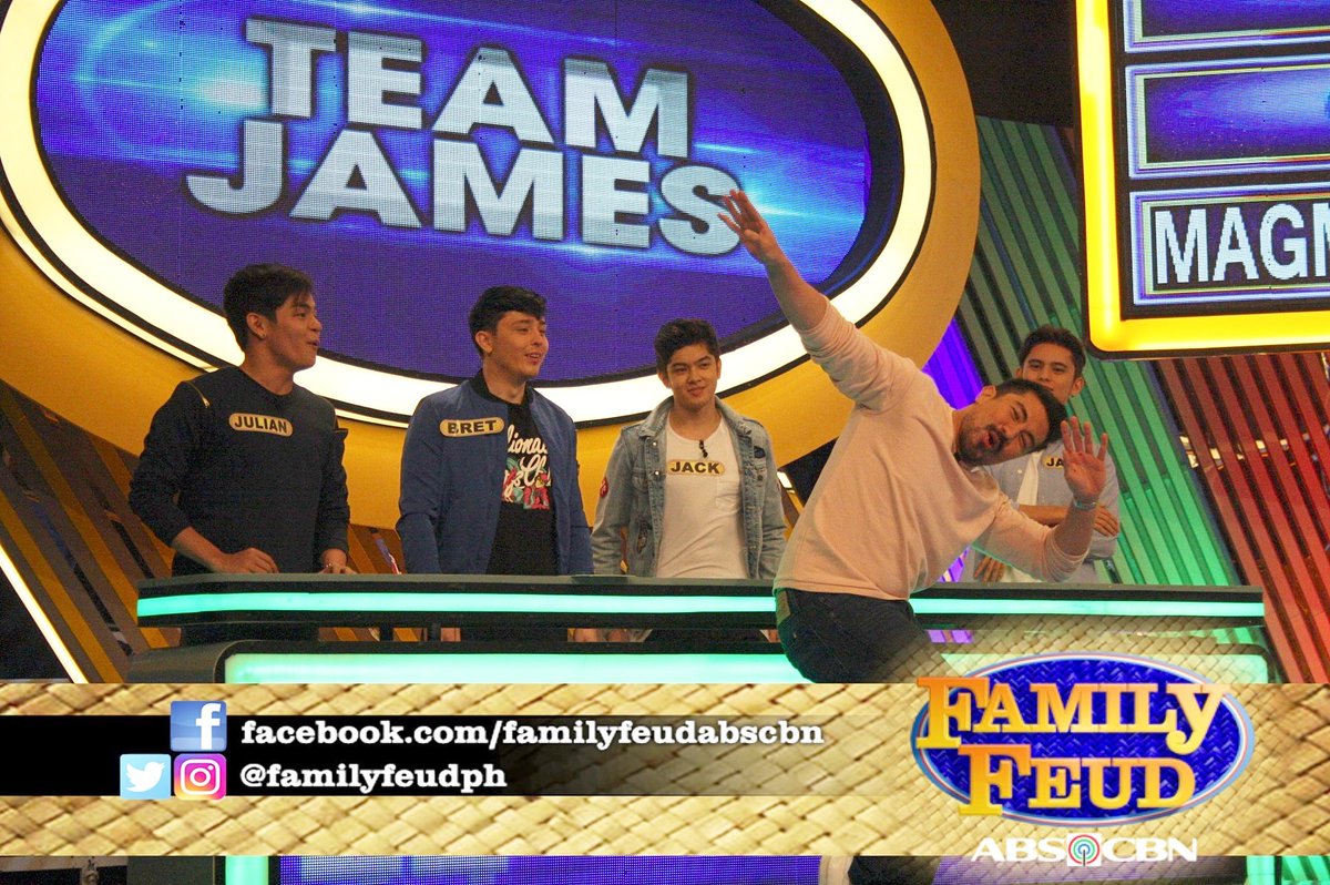 FamilyFeudPH_'s tweet photo. Mapapa-dab ka sa sagot ng TEAM JAMES! 'Di na napigilan ni @luckymanzano! #FamilyFeudForever this Sunday na! https://t.co/cEFdx9gZtc
