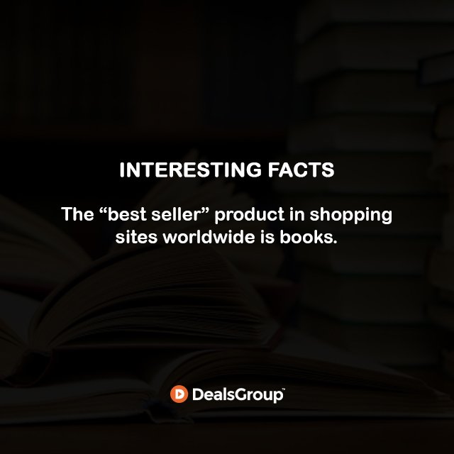 DealsGroupIN's tweet photo. The “best seller” product in shopping sites worldwide is #books.
#InterestingFacts #OnlineShopping. https://t.co/GK6wl4NOl6